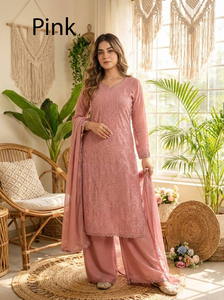 Tenues ethniques indiennes et pakistanaises : Kurtis à coupe droite, ensembles Kurta pour femmes avec col et manches fantaisie, prêts-à-porter, en soie viscose épaisse, longueur midi, pour les fêtes - Product Image 2
