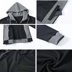 <b>Black</b> Grey Winter Men's <b>Hoodies</b> Full <b>Zipper</b> 100% Cotton Fleece Long Sleeve Regular Fit Custom Logo High Quality - Product Image 4