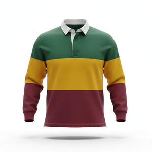 Couple <b>Matching</b> Rugby Shirts Unisex <b>Long</b> Sleeve Color Block Polo - Product Image 1