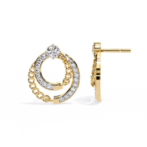 Boucles d'oreilles en or 18 carats avec diamants brillants de laboratoire, design élégant - Product Image 1