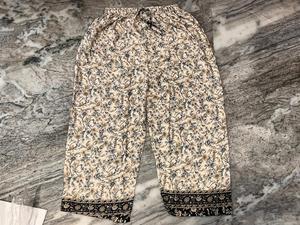 Pantalón Palazzo de seda Sari reciclado hecho a mano indio para mujer, ropa de calle holgada con cintura elástica con estampado Floral y decoración de logotipo - Product Image 4