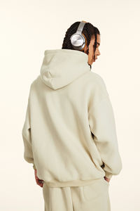 Sweat à capuche épais personnalisé pour hommes hiver Streetwear pull-over surdimensionné épaules tombantes pull blanc polaire coton Sport à capuche - Product Image 3