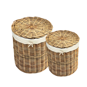 PANIER EN ROTIN FAIT MAIN de qualité supérieure avec couvercle et doublure en coton idéal pour organiser et ranger l'organisateur de linge décor à la maison - Product Image 1