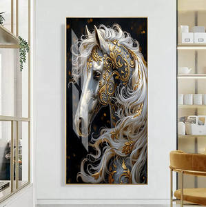 Custom Luxury <span class=keywords><strong>3D</strong></span> Effect Print Crystal Porcelain Decoração Pintura Animal Cavalo Emoldurado Wall Arts Paintings - Product Image 4