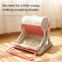 Bac à litière pour chat semi-automatique à nettoyage automatique, grande toilette pour chat à tamisage, sans pelle, bac à litière pour animaux de compagnie, dessus ouvert pour les gros chats, facile à nettoyer