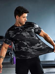 T-shirt de fitness élégant pour homme, imprimé par sublimation, col rond, mélange polyester-coton, vêtements décontractés et sportifs - Product Image 4