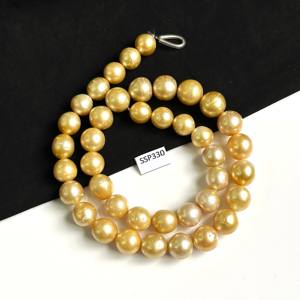 Cuentas redondas de perlas doradas naturales del Mar del Sur, perlas reales de agua salada de 8-9mm, venta al por mayor, perlas doradas sueltas del Mar del Sur, suministro a granel de 16 pulgadas - Product Image 6