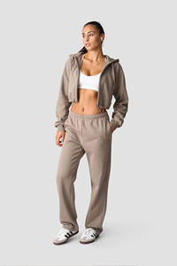 High Quality Everyday Greige <b>Cropped</b> Women's <b>Zip</b>-<b>Up</b> Hoodies Anti-Wrinkle Breathable Gym Training & Activewear <b>Hoodie</b> For Women - Product Image 5