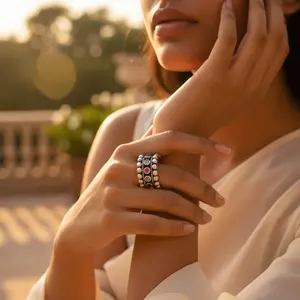 แหวนเงินแท้ 925 ประดับพลอย ดีไซน์ Eternity สำหรับผู้หญิง ชุบทอง เครื่องประดับศาสนา พร้อมกรงเล็บฝังพลอย ตัวเลือกของขวัญที่ยอดเยี่ยม - Product Image 3