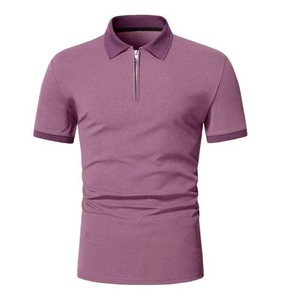 เสื้อโปโลผู้ชายแบบมีซิปเสื้อโปโลผ้าฝ้ายสีพื้นระบายอากาศได้ดีเสื้อกอล์ฟฤดูร้อนปักโลโก้ได้ตามต้องการ - Product Image 3
