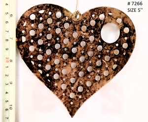 Bola de adorno colgante de árbol de Navidad en forma de corazón metálico de doble cara, accesorio decorativo para el hogar para uso festivo en vacaciones - Product Image 2