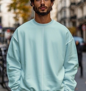 Sweat-shirt pour homme au toucher doux, col rond, design classique, couleur unie, port quotidien, poignets côtelés, matériau durable, fournisseur B2B en gros - Product Image 2