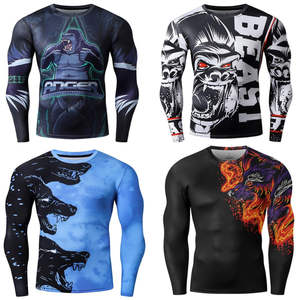 Nuevo estilo logotipo personalizado impresión sublimación hombres Rush Guard ropa de compresión hombres jiu jitsu kimono Rash Guard para la venta - Product Image 3
