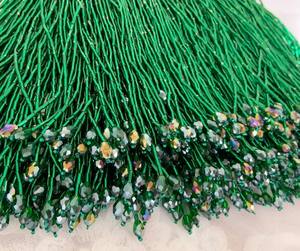 frange de perles rose pêche pour costume de danse, garniture de robe haute couture, frange de perles - Product Image 3