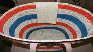 Bolso de hombro portátil Multicolor de rafia de ganchillo para mujer, asas de cuero hechas a mano, Cubo de Madagascar, paja, verano, invierno, Primavera - Product Image 4