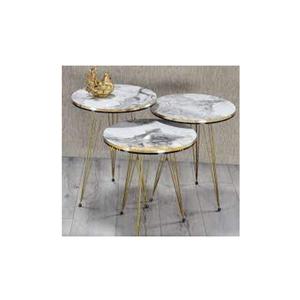 Hoteles decorativos de lujo y muebles de cafetería mesas anidadas mármol y Metal oro pulido hecho a mano nueva llegada Mesa anidada - Product Image 1