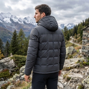 <b>Men</b> <b>Hooded</b> <b>Padded</b> <b>Jacket</b> Square Quilted Warm High Collar Zip Up Winter Outdoor <b>Jacket</b> Multi Pocket OEM ODM - Product Image 4