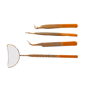 Pinzas de extensión de pestañas con agarre de diamante de dos tonos de acero inoxidable sólido, herramienta de alta belleza, punta de volumen puntiaguda, espejo de pestañas labiales - Product Image 3