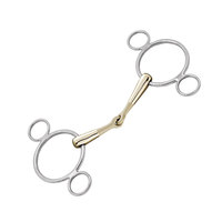 Mors de cheval en acier inoxydable avec embout en laiton, simple articulation, 3 anneaux, pour l'équitation