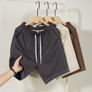 Alta calidad 75% algodón 25% poliéster verano ajuste relajado contraste sólido Top-Costura hasta la rodilla Casual Bermudas para hombres - Product Image 1