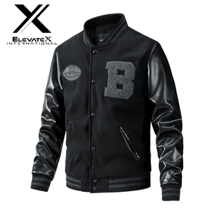 Chaqueta de invierno estilo Letterman para hombre, nueva, de moda, para motocicleta, superventas, con parche bordado de satén, botones y cuello alto, de lona ecológica. - Product Image 1