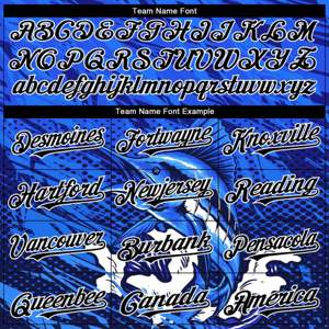 Bomber personnalisé Royal Black-White Marlin Fish Fishing 3D Full-Snap Varsity Letterman Hoodie Jacket - Product Image 4