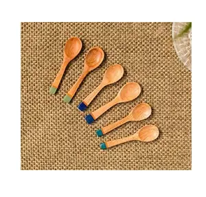 Attractive Design wood spice spoon with handle printed latest design and mini size for kitchen accessories at best price