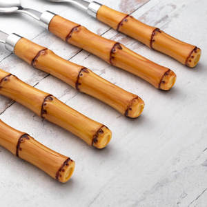 Ensemble de couverts en acier inoxydable durable de 20 pièces inspirés du bambou allant au lave-vaisselle et poli miroir pour 4 personnes - Product Image 5