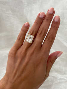 CVD/HPHT Radiant Cut IGI Lab Grown Diamond Ring 14K 18K Solid Yellow Gold Hidden Halo Luxury Engagement Rings For Women's OEM - Product Image 2