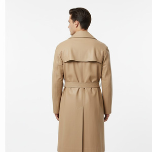 Manteau long en cuir véritable pour homme, fournisseur d'usine OEM, vente en gros, sur mesure, manteau d'hiver élégant, vêtements d'extérieur classiques en coton - Product Image 2