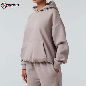 Survêtement décontracté à capuche pour femme en coton 100% de haute qualité, vêtements de rue d'hiver, écologique, manches longues, couleur unie, coupe classique - Product Image 4