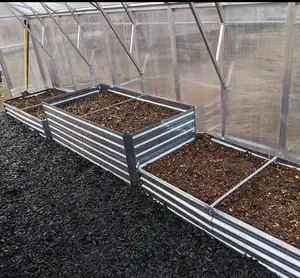 Kotak penanam besar baja tinggi tempat tidur taman angkat logam luar ruangan untuk sayuran, bunga, herbal OEM ODM desain galvanis