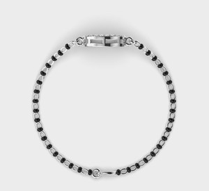 IGI Certified Lab Grown Round Diamond Smiley Charm Mangalsutra <b>Bracelet</b> in <b>Solid</b> 925 Sterling <b>Silver</b> - Product Image 2