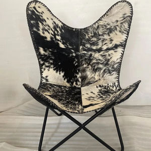 Handmade Black Leather Butterfly Original Hide Indian BKF Vintage Chair Versatile Dining Outdoor Bedroom Leisure Hand Stitch - Product Image 1