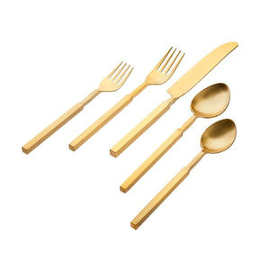 Vaisselle unique en plaqué or avec poignées élégantes polies en acier inoxydable haut de gamme dans un design de style américain de 5 pièces - Product Image 4