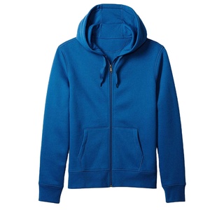 Sweats à capuche à fermeture éclair de couleur bleue OEM personnalisés pour hommes 100% coton polaire lourde pour l'extérieur Streetwear Logo taille unie confortable vierge pour hommes - Product Image 5