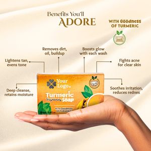 สบู่อาบน้ำ สบู่ขมิ้นเพื่อผิวกระจ่างใส สูตรสมุนไพร ผลิตภายใต้แบรนด์ของคุณเอง ช่วยควบคุมสิวและให้ผิวเปล่งปลั่งสุขภาพดี - Product Image 4