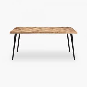 Juego de Mesa de Comedor Moderno de Madera de Acacia con Patrón de Espiga y Sillas de Comedor con Estructura de Hierro para Uso en Hoteles - Product Image 1