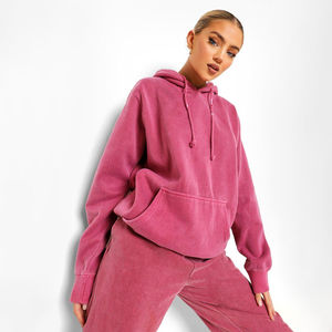 Sudadera con capucha francesa gruesa suelta de algodón pesado lavado con ácido de moda de fabricante personalizado Sudadera con capucha lavada con ácido de invierno para mujer con servicio OEM - Product Image 1
