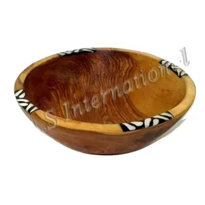 Vendita calda legno di Acacia che serve ciotola di riso nuovo Design cibo insalata di legno ciotole di frutta all'ingrosso fornitori Uttar pradeh Logo personalizzato