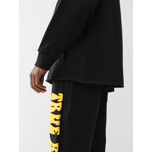 OEM Sweats à capuche à imprimé bouffant fond vieilli conception d'impression personnalisée épaules tombantes surdimensionné hiver 100% coton longs sweats à capuche - Product Image 4