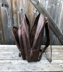 ALW 15.6 pouces sac à dos pour ordinateur portable en cuir pleine fleur rétro style vintage fermeture à glissière coton polyester école voyage bureau - Product Image 5