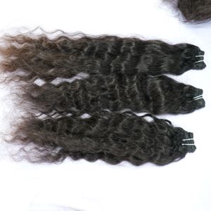 100% brut vierge Double dessiné trame ondulée approvisionnement de haute qualité fabrique des extensions de cheveux humains non transformés de couleur naturelle noire - Product Image 1