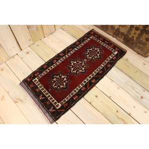 Tapis de 1,5 x 3,2 pieds, tapis turc vintage, tapis à imprimé animal rouge - Product Image 1