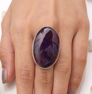 925 sello mejor calidad diseñador sólido anillo de regalo de boda 925 plata esterlina hecha a mano piedra preciosa amatista Spinner anillo joyería - Product Image 4