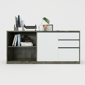 Contemporary 3-<b>Drawer</b> Metal File Cabinet 160x45x63cm Rubber Wood with Adjustable Feature for <b>Workshop</b> or Gym THS68017 - Product Image 2