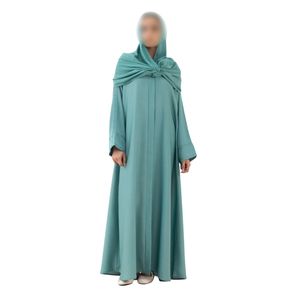 Abaya modeste rose pâle pour femmes, élégante avec des manches plissées, robe islamique de style Dubaï, longue kaftan, robe de cérémonie - Product Image 4