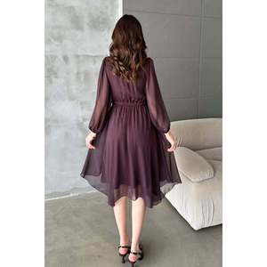 Robe asymétrique chatoyante prune - Prune - Product Image 5