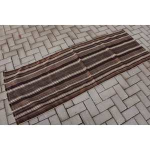 Tapis en laine classique rayé beige marron vintage 230x650cm motif couloir rectangle abstrait Viscose PP matériau Latex soutenu - Product Image 1