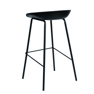 Taburete de Bar de Madera Maciza HAY con Patas de Acero con Recubrimiento en Polvo para Cocina, Comedor, Cafetería, Estilo Rústico - HOGCF68018 - Product Image 3